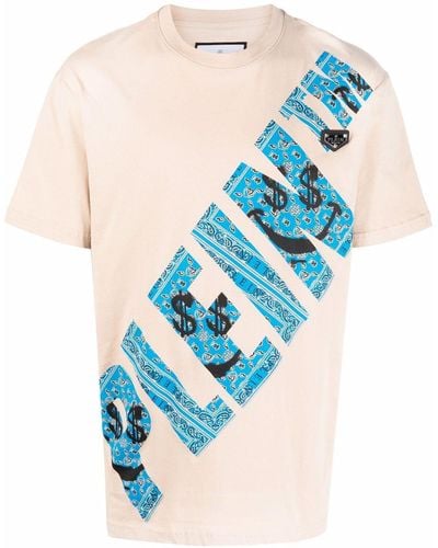 Philipp Plein T-Shirt mit Graffiti-Print - Blau