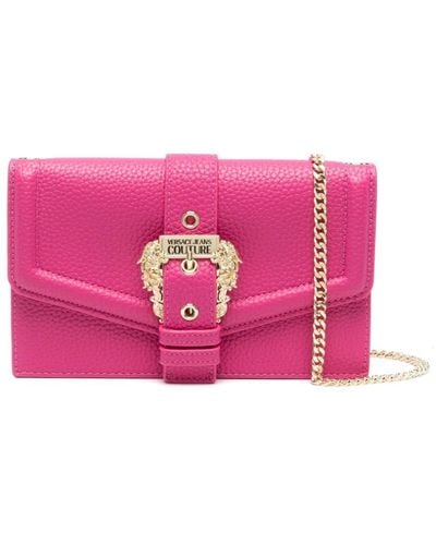 Versace Logo-buckle Faux-leather Crossbody Bag - Pink