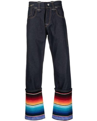 Junya Watanabe Straight-Leg-Jeans mit Streifen - Blau