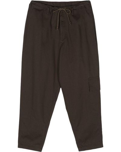 Yohji Yamamoto Drawstring-waist Tapered Trousers - Grey