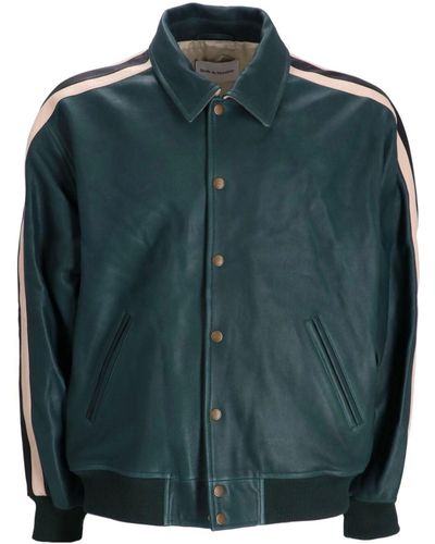 Drole de Monsieur Button-up Leather Jacket - Green
