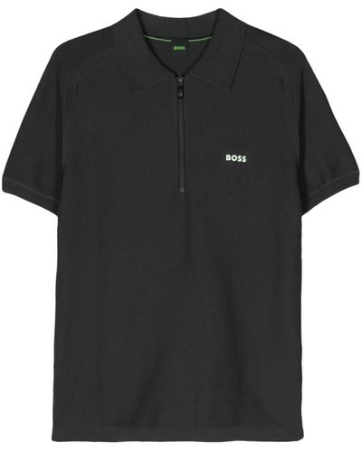 BOSS Logo-rubberised Polo Shirt - Black