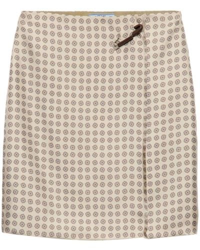 Prada Printed Twill Skirt - Naturel