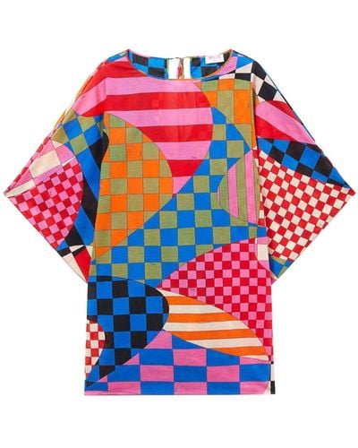 Emilio Pucci Abstract Checkered Kaftan - Multicolor