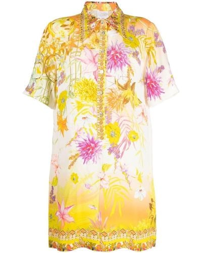 Camilla Kleid mit Blumen-Print - Gelb