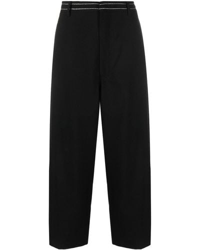 Marni Contrast-stitching Cropped Trousers - Black