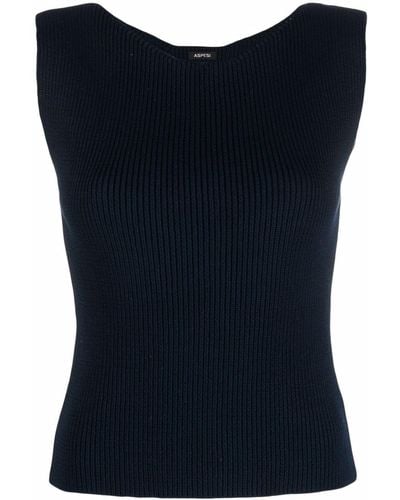 Aspesi Ribbed-knit Vest Top - Blue
