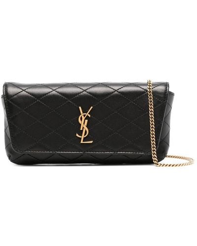 Saint Laurent Mini Quilted Leather Crossbody Bag - Black