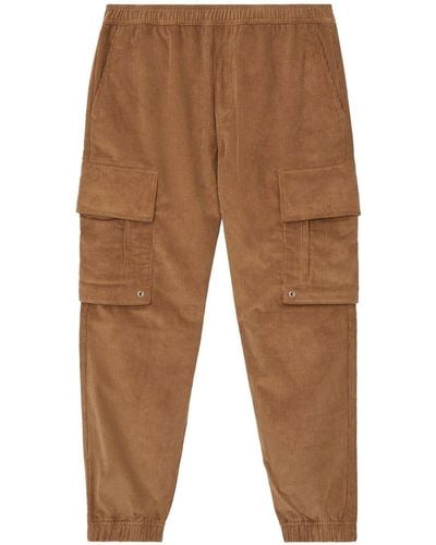 Burberry Logo Corduroy Tapered Cargo Trousers - Brown