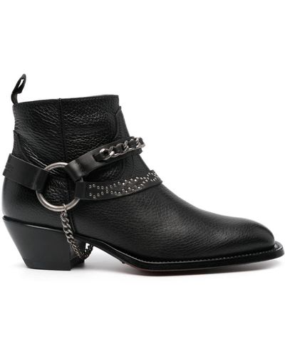 Sonora Boots 50mm Chain-link Leather Boots - Black