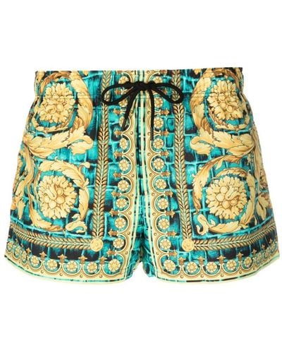 Versace Baroccodile-print Swim Shorts - Green