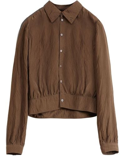 Lemaire Crease-effect Gathered Blouse - Brown