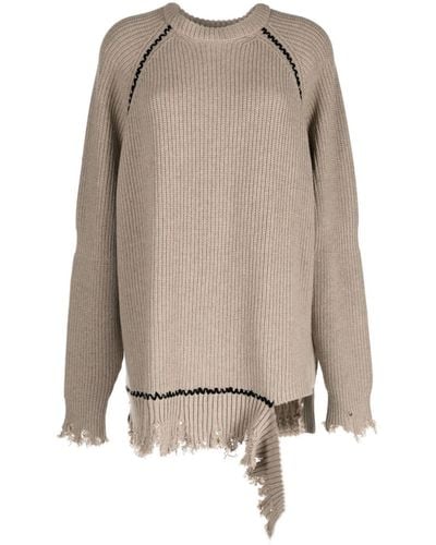 Y's Yohji Yamamoto Distressed Frayed Sweater - Natural
