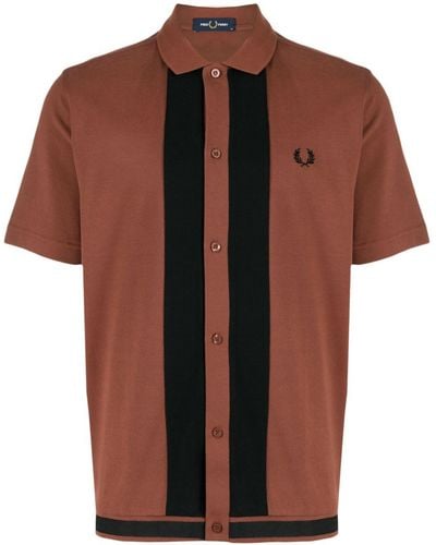 Fred Perry Paneled Cotton Polo Shirt - Brown