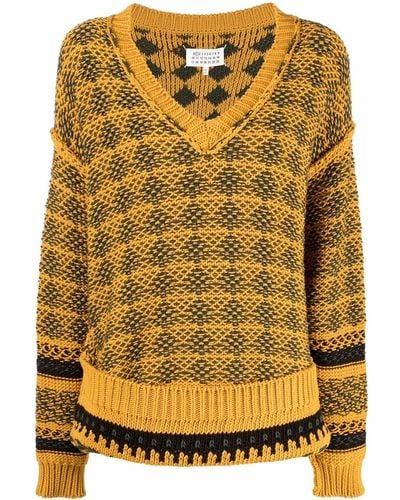 Maison Margiela Inside-out Effect V-neck Sweater - Yellow