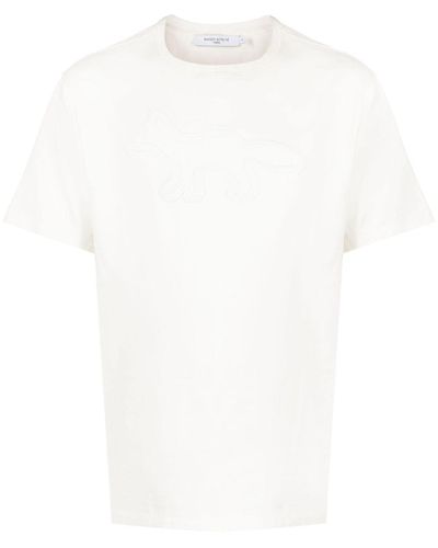 Maison Kitsuné T-Shirt mit aufgesticktem Fuchs - Weiß