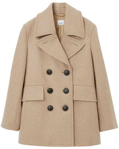 Burberry Long-sleeved Wool Peacoat - Natural