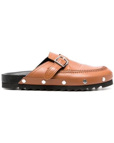 Claudie Pierlot Braided Leather Loafer Clogs - Brown