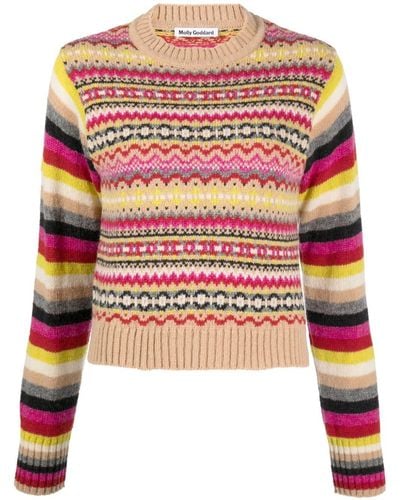 Molly Goddard Intarsia-knit Lambs-wool Sweater - Natural