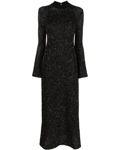 Maje Sequin-embellished Open-back Dress - Black