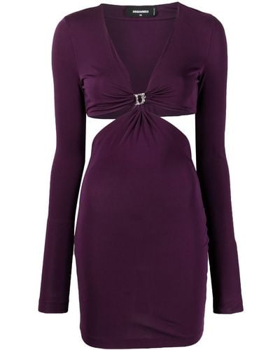 DSquared² Cut-out Detail V-neck Minidress - Paars