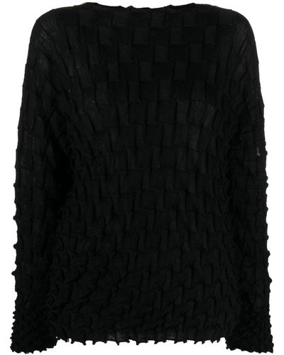 ISSEY MIYAKE Linen wool blend All Styles Warty Dolman Sleeve Knit sweater tops Red green one size