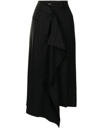 Goen.J Draped Front Midi Skirt - Black