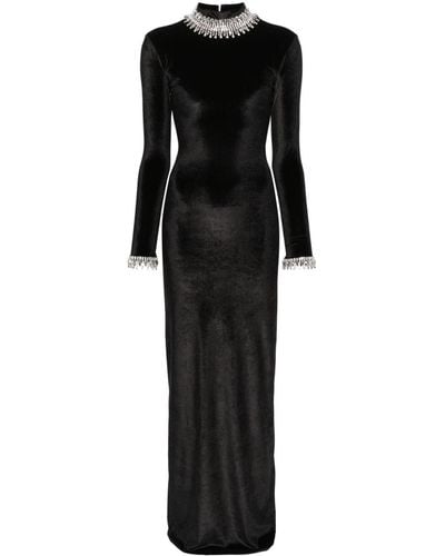 Atu Body Couture Robe longue en velours à ornements en cristal - Noir