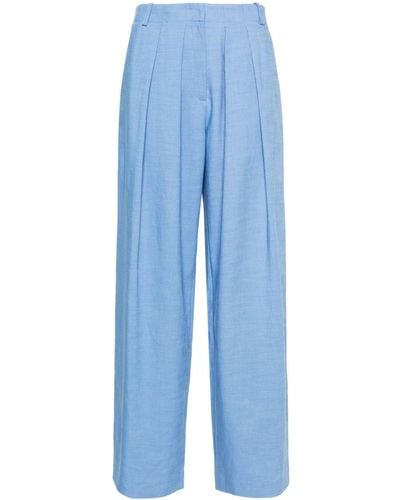 Maje Pleat-detailing Straight-leg Trousers - Blue
