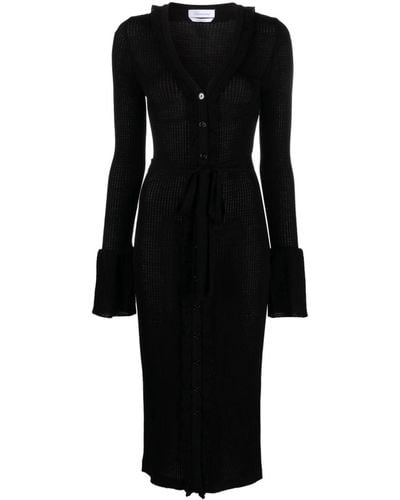 Blumarine Ruffle-detail Wool Knitted Dress - Black