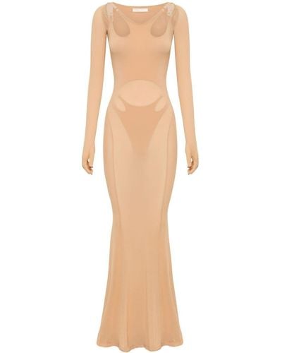 Dion Lee Cut-out Long-sleeve Maxi Dress - Natural