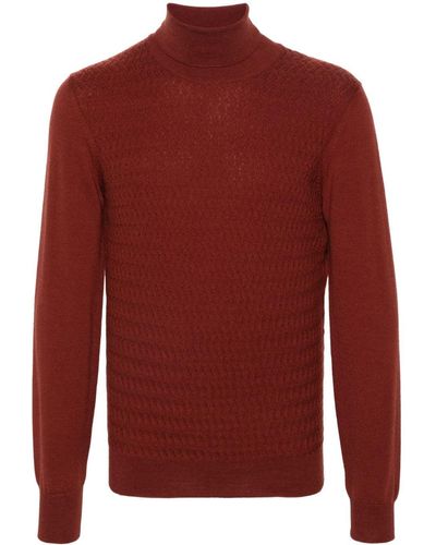 Corneliani Embossed-knit Virgin-wool Sweater - Red