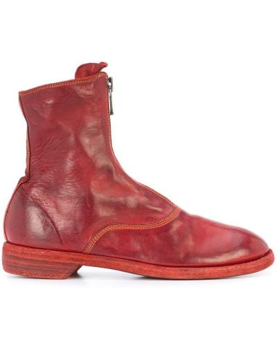 Guidi Women 210 Front Zip Short Military Boots - Red