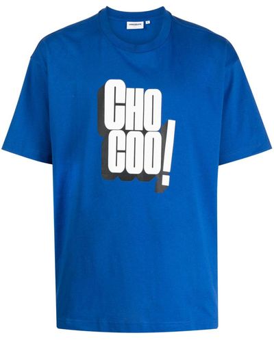 Chocoolate Slogan-print Cotton T-shirt - Blue