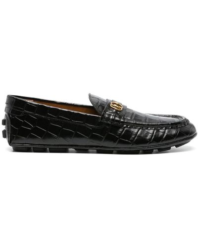 Bally Keeper Embossed-crocodile Leather Loafers - Black