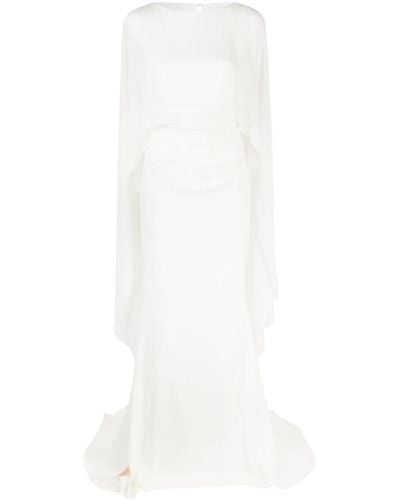 Talbot Runhof ケープ ドレス - ホワイト