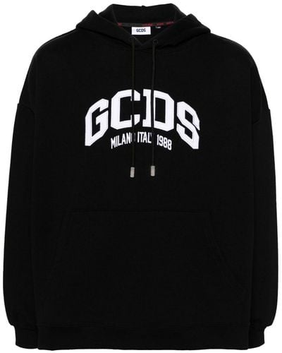 Gcds Hoodie en coton à logo brodé - Noir