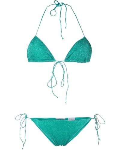 Oséree Bikini con costuras metalizadas - Verde