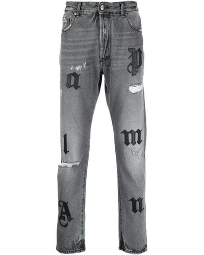 Palm Angels Distressed Straight-leg Jeans - Gray