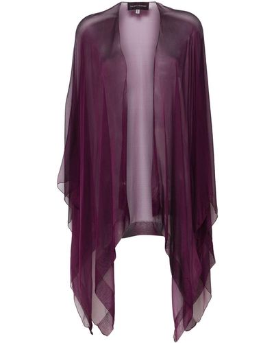 Talbot Runhof Draped Silk Poncho - Purple