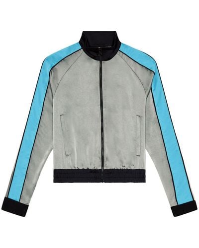 DIESEL Mixed-material Track Jacket With Side Stripes - Blue