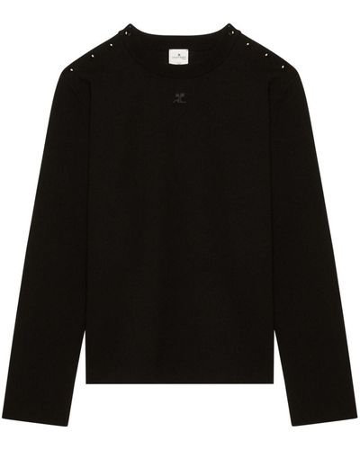 Courreges Logo-patch Buttoned Sweater - Black