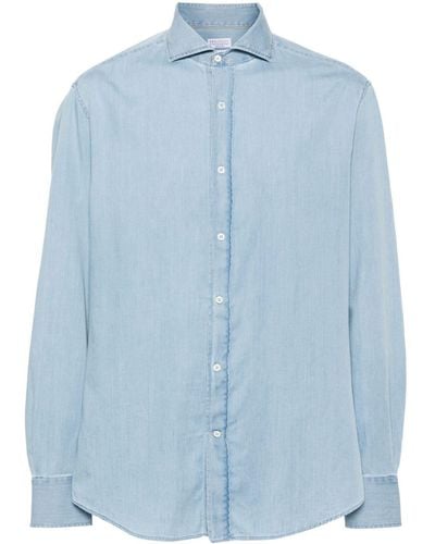 Brunello Cucinelli Katoenen Overhemd - Blauw