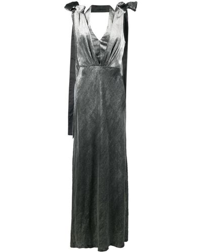 Alberta Ferretti V-neck Velvet Gown - Grey