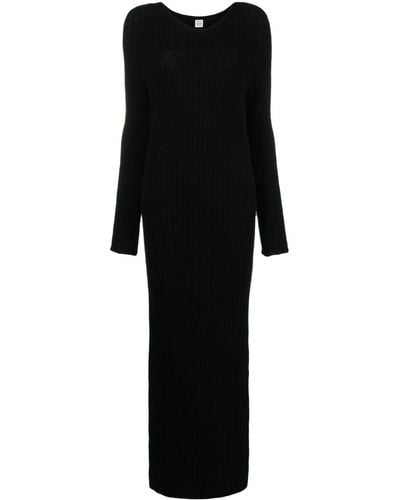 Totême Ribbed Wool-blend Dress - Black