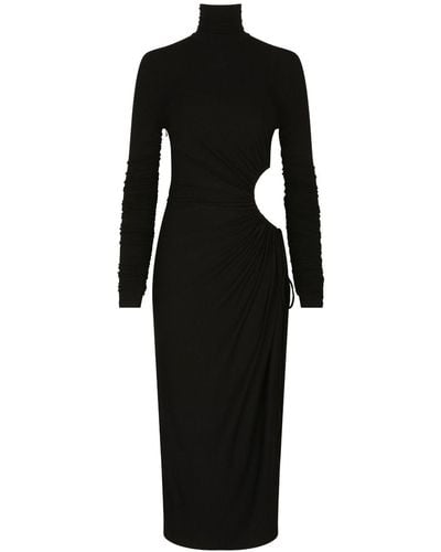 Dolce & Gabbana Cut-out High-neck Midi Dress - Black