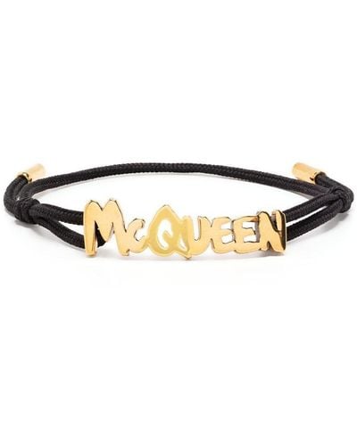 Alexander McQueen Bracelet en coton graffiti mcqueen - Noir
