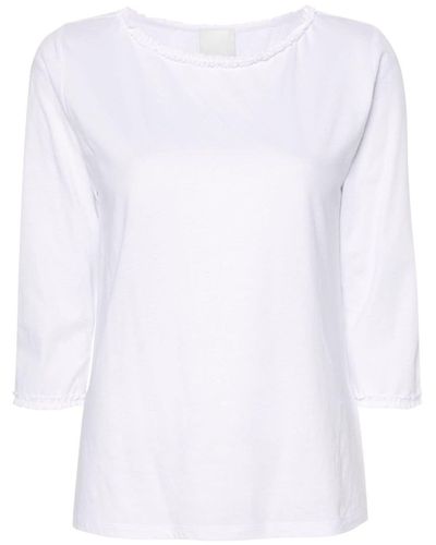 Allude Ruffled Cotton T-shirt - White