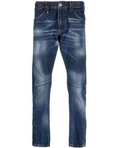 Philipp Plein Iconic Plein Milano Cut Jeans - Blue