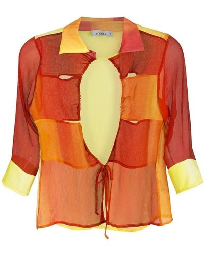 Amir Slama Zijden Blouse - Oranje